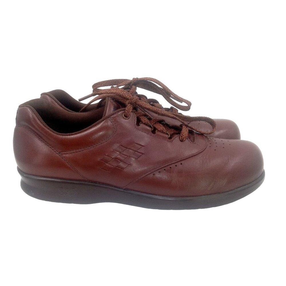 SAS Brown Free Time Lace Up Shoes 9 S Slim Wedge Heel Comfort Tripad Comfort
